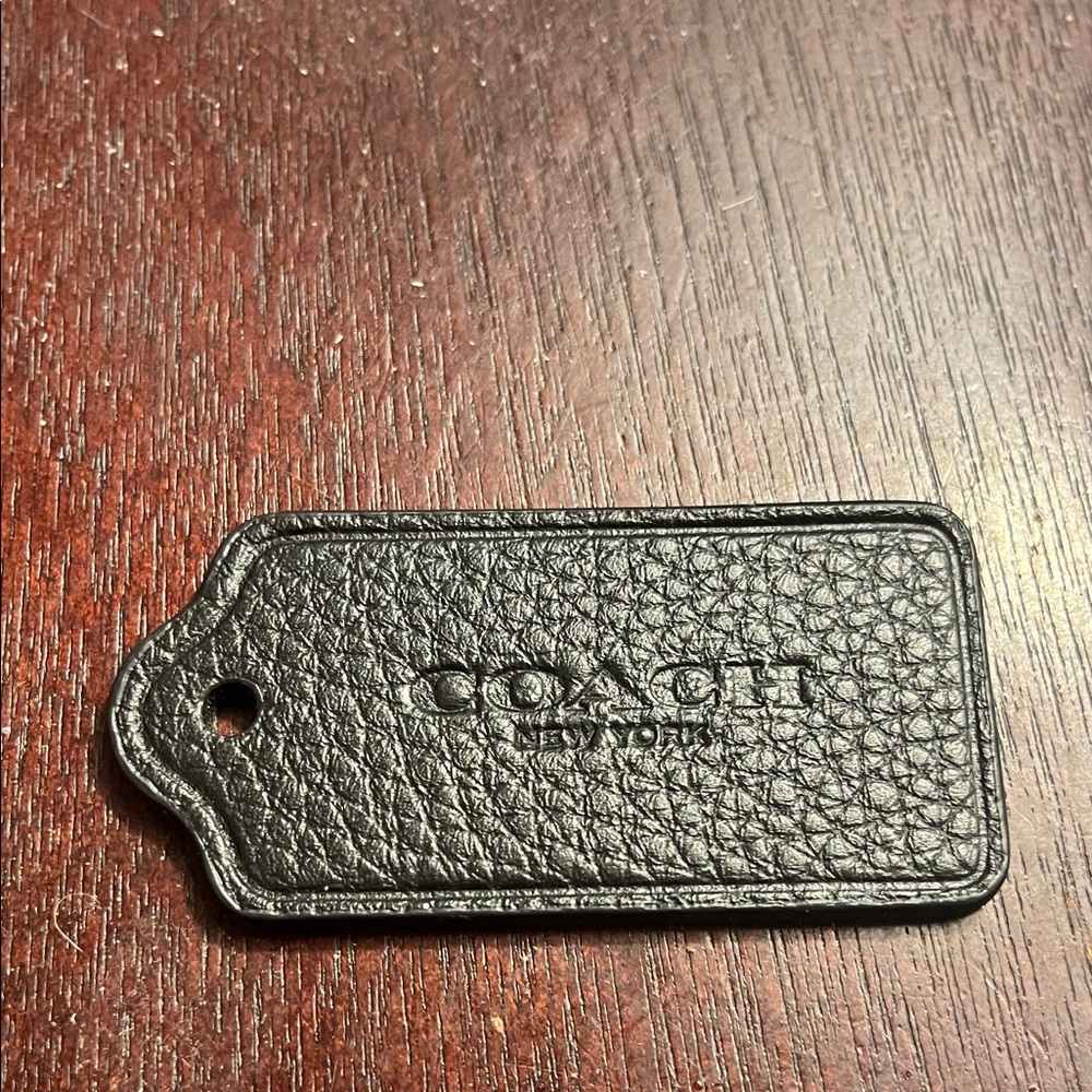 Coach Black Textured Leather Tag